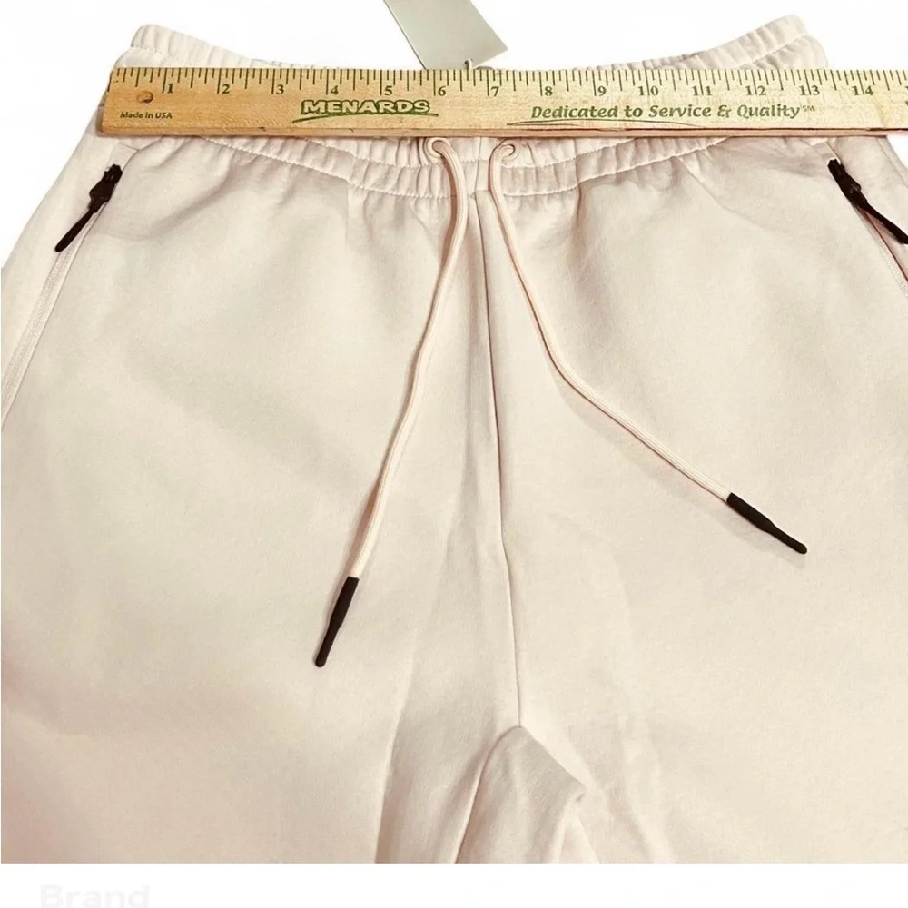 ADIDAS Light Peach-Pink Joggers S With Black Accents Pockets With Zipper.